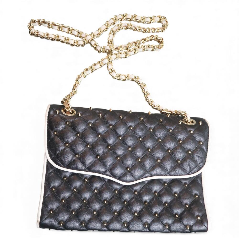 Rebecca Minkoff Black Studded Quilted Affair Chain Shoulder Bag